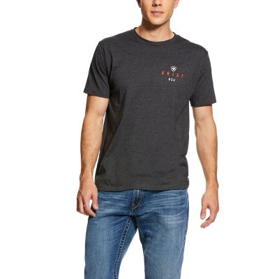 Ariat Western: Overlap Camisetas Hombre - Gris Oscuro (VKHTI6580)